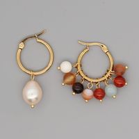 Retro Color Agate Natural Pearl Earrings main image 5