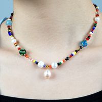 Collier De Perles D&#39;eau Douce En Perles De Verre De Couleur Mode En Gros main image 1