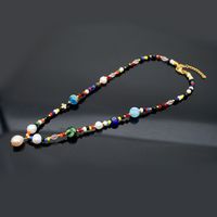 Fashion Color Glass Flower Bead Freshwater Pearl Necklace Wholesale main image 4