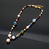 Fashion Color Glass Flower Bead Freshwater Pearl Necklace Wholesale main image 5