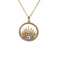 Fashion Devil's Eye Heart Pendant Copper Micro-inlaid Zircon Necklace sku image 4