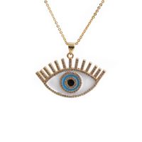 Fashion Devil's Eye Heart Pendant Copper Micro-inlaid Zircon Necklace sku image 5
