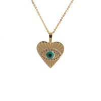 Fashion Devil's Eye Heart Pendant Copper Micro-inlaid Zircon Necklace sku image 3