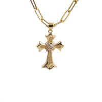 Hip Hop Golden Cross Pendant Necklace sku image 1