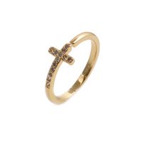 Retro Inlaid Zircon Jewelry Copper Cross Fine Diamond Ring sku image 1