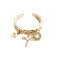 Retro Inlaid Zircon Jewelry Copper Cross Fine Diamond Ring sku image 2