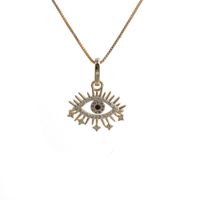 Fashion Simple Heart Oil Dripping Devil's Eye Pendant Necklace sku image 2