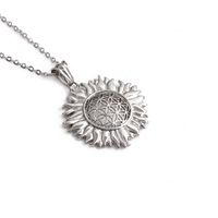 Fashion Simple Sun Flower Pendant Stainless Steel Necklace sku image 2