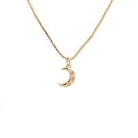 Fashion Simple Moon Star Pendant Gold Micro-inlaid Zircon Necklace sku image 1