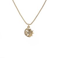Fashion Simple Moon Star Pendant Gold Micro-inlaid Zircon Necklace sku image 2