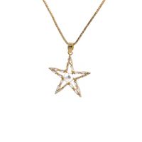 Fashion Simple Moon Star Pendant Gold Micro-inlaid Zircon Necklace sku image 6