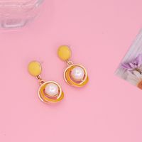 Fashion Multicolor Geometric Metal Pearl Earrings sku image 3