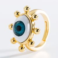 Fashion Devil's Eye Shape Dripping Copper Inlaid Zircon Open Ring sku image 2