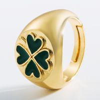 European And American Fashion Net Red Geometric Love Bear Dripping Open Ring Female Brass Gold-plated Personality Hip-hop Ring sku image 4