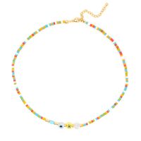 Bohemian Stained Glass Eye Beads Freshwater Pearl Necklace sku image 1