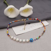 Retro Bohemian Freshwater Pearl Color Bead Necklace sku image 1