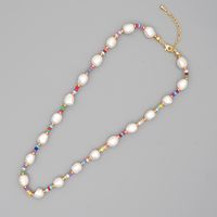 Fashion Bohemian Freshwater Pearl Rainbow Bead Necklace sku image 1