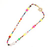 Ethnic Style Natural Freshwater Pearl Stained Glass Rice Beads Necklace sku image 1