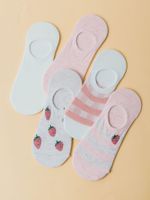 Strawberry Pattern Set Fresh Women's Shallow Mouth Socks 5 Pairs main image 11