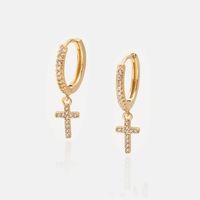 Boucles D&#39;oreilles En Forme De Croix En Zircon En Gros main image 1