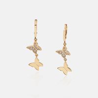 Fashion Long Zircon Butterfly Tassel Earrings Wholesale main image 1