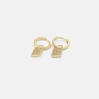 Fashion Popular Gold-plated Zircon Small Lock Earrings main image 4