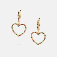 Fashion Gold-plated Color Zircon Hollow Heart Shape Earrings main image 2