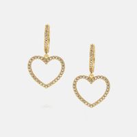 Fashion Gold-plated Color Zircon Hollow Heart Shape Earrings main image 3