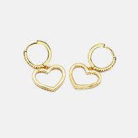 Fashion Gold-plated Color Zircon Hollow Heart Shape Earrings main image 6