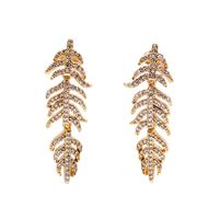 Fashion Zircon Gold-plated Leaf Earrings Wholesale main image 1