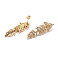 Fashion Zircon Gold-plated Leaf Earrings Wholesale main image 3