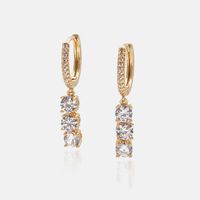 Simple Long Four-claw Gold-plated Zircon Earrings main image 1