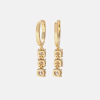 Simple Long Four-claw Gold-plated Zircon Earrings main image 5