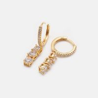 Simple Long Four-claw Gold-plated Zircon Earrings main image 6