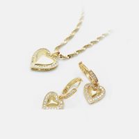 Fashion Heart-shaped Pendant Copper Necklace Earrings Set main image 1