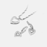 Fashion Heart-shaped Pendant Copper Necklace Earrings Set main image 3