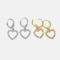 Fashion Gold-plated Zircon Heart-shaped Earrings main image 4