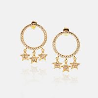 Fashion Gold-plated Zircon Five-pointed Star Earrings Wholesale main image 2