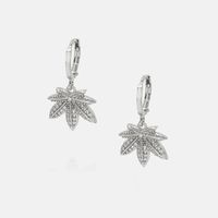Fashion Gold-plated Zircon Maple Leaf Earrings main image 3