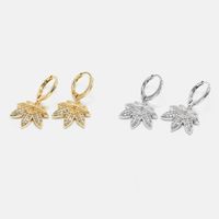 Fashion Gold-plated Zircon Maple Leaf Earrings main image 4