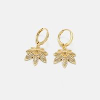 Fashion Gold-plated Zircon Maple Leaf Earrings main image 5