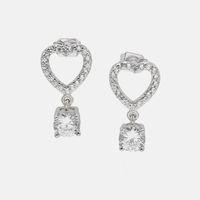 Fashion Gold-plated Four-claw Zircon Hollow Heart Earrings main image 3