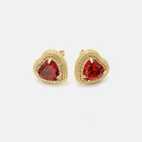 Retro Style Gold-plated Color Heart-shaped Earrings main image 1