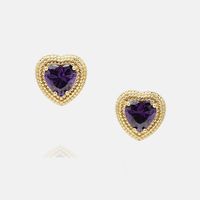 Retro Style Gold-plated Color Heart-shaped Earrings main image 3