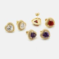 Retro Style Gold-plated Color Heart-shaped Earrings main image 5
