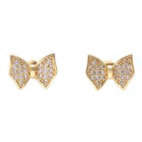 Fashion Gold-plated Zircon Bows Earrings main image 3