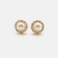 Retro Style Zircon Pearl Earrings Wholesale main image 1