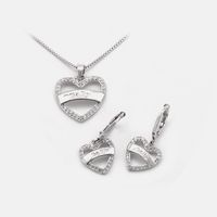 Korean Heart-shaped Copper Necklace Earrings Set main image 4