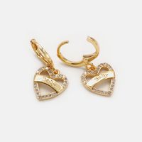 Korean Heart-shaped Copper Necklace Earrings Set main image 5