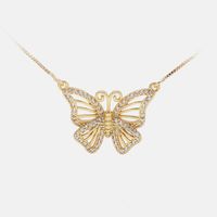 Großhandel Mode Hohler Schmetterling Schlüsselbein Anhänger Vergoldete Halskette main image 1
